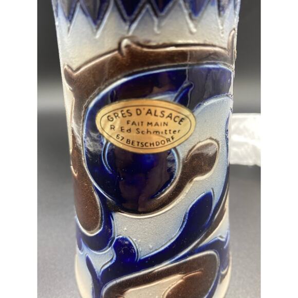 Gres D'Alsace BetschDorf Schmitter Pottery Candleholder Salt Glaze Signed - Picture 7 of 9